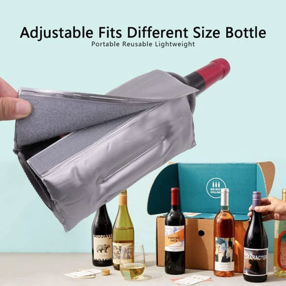 D9 Grey Insulated Wine Cooler Bag BBQ Reusable Quick Cooling PVC Tote Fits Most Bottles Keeps Wine Fresh for Picnic Party Travel