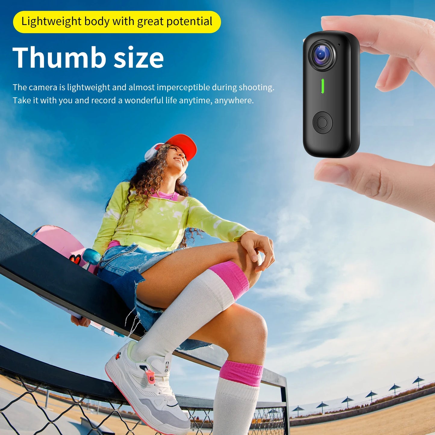 Mini Magnetic Thumb Action Cam 120° Wide Angle Smart Anti Shake For Bike Vlog Motorcycle Daily School Recording And Cycling