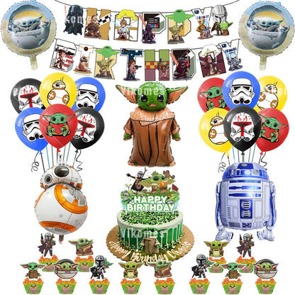 Green Yodaed Latex Balloons Hero Master Robot Foil Ballons Happy Birthday Party Banner Tableware Cake Topper Decoration Kid Toy