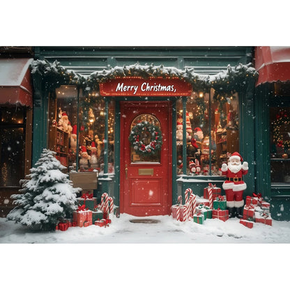 Christmas Candy Toy Store Christmas Tree Gift Theme Banner Background, Birthday Party Decoration Photography Background Cloth