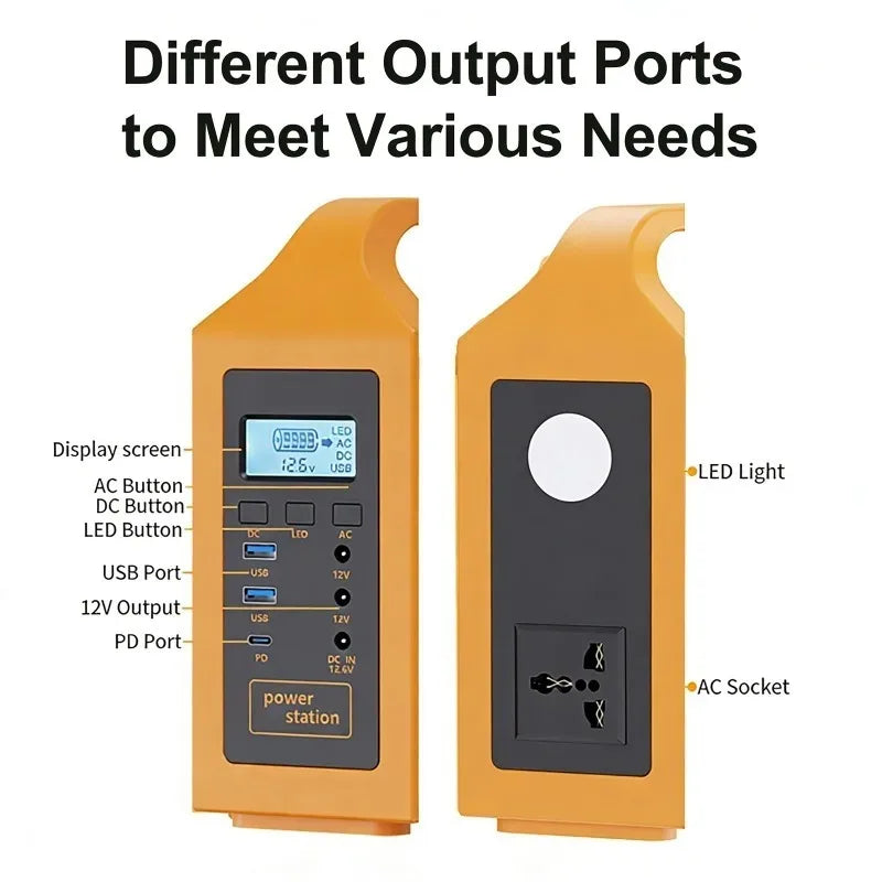 100W Portable Solar Power Station with LED Light & Solar Panel 220V 110V Power Supply Solar Generator Outdoor Backup Power