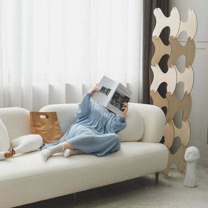 Wabi-sabi wind lamb wool three-person sofa combination light luxury small apartment designer creative beauty reception