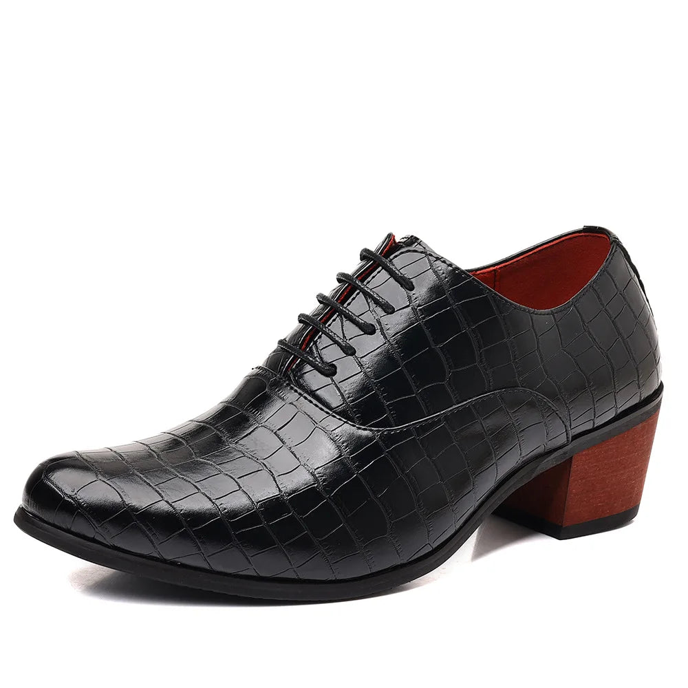 Luxury Red Men’s Dress Shoes Elegant High-Heeled Leather Shoes For Men Pointed-toe Comfortable Formal Shoes Man Oxfords Shoes