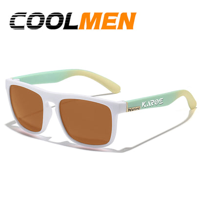 COOLMEN Classic Men Square Polarized Fishing Sunglasses Outdoor Driving Cycling Running Goggles Vintage Large Frame UV400