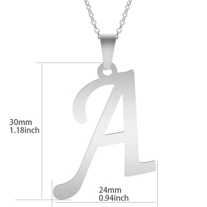 26 Letters Necklace Stainless Steel Initial Necklaces For Women Men Pendant Big Alphabet Chain On The Neck Choker Cadenas Hombre