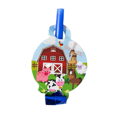 6PCS Farm Animals Birthday Blowout Whistle Blow Roll Noise Makers Wedding Party Birthday Party Favors Gifts Cheer Props Supplies