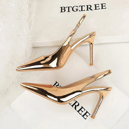 BIGTREE 2026 New Design Fashion Patent Leather  Pointed Toe Hollow Pumps Woman Thin Heels Ladies Party Shoes Zapatillas De Mujer