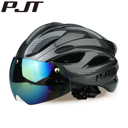PJT Ultra-Light Magnetic Goggles Bicycle Helmet Lightweight PC Shell & EPS Foam Construction Cycling Helmet MTB Bike Helmet