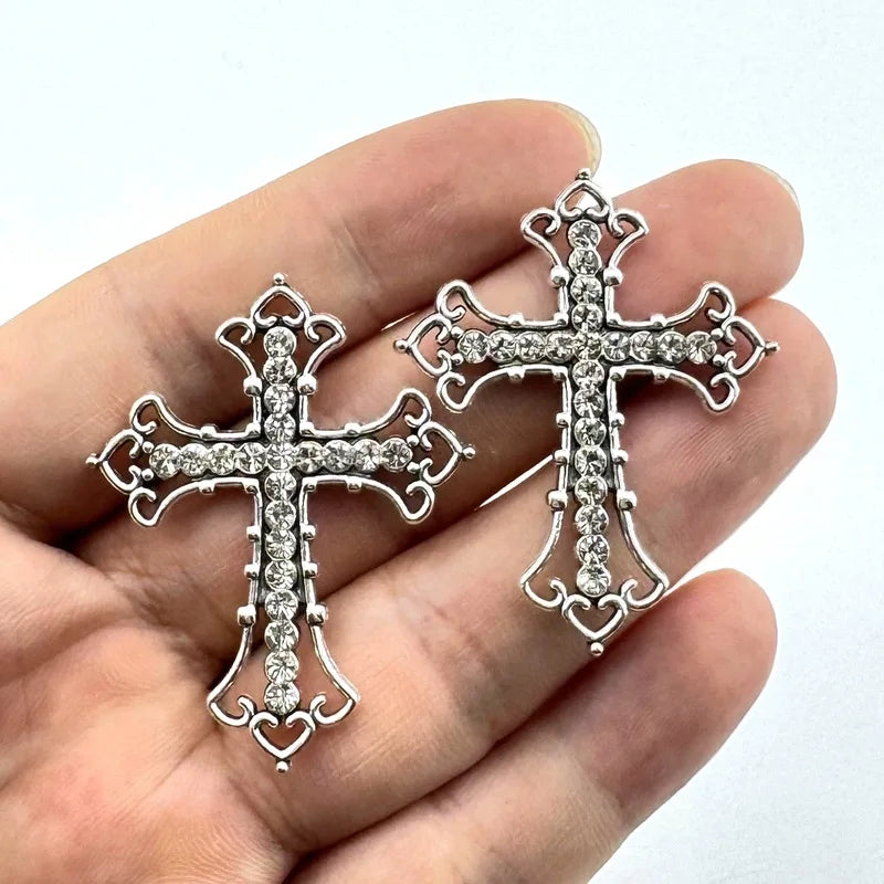 5/20PCS Alloy Accessories: Customized Full-Diamond Large Cross Rhombus Pendant DIY Handmade Keychain Bag Hanging Ornament