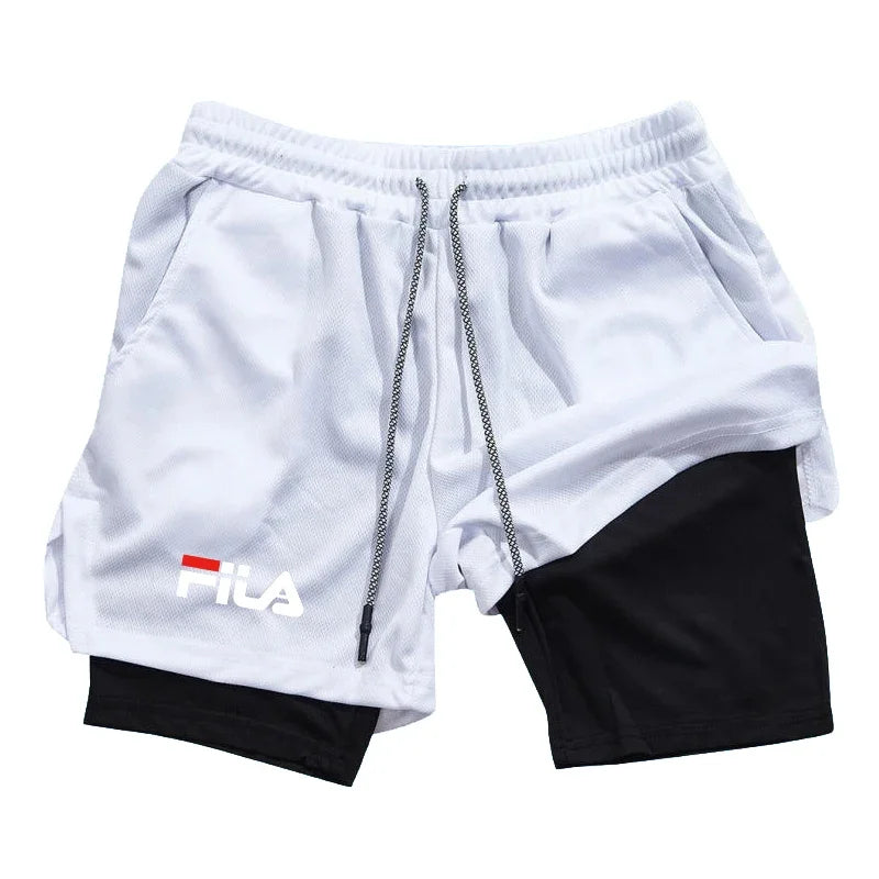 Training Jogging Men's Fitness Jogging Sports Basketball Training Pants 2-in-1 Double-layer Multifunctional Shorts Double Deck
