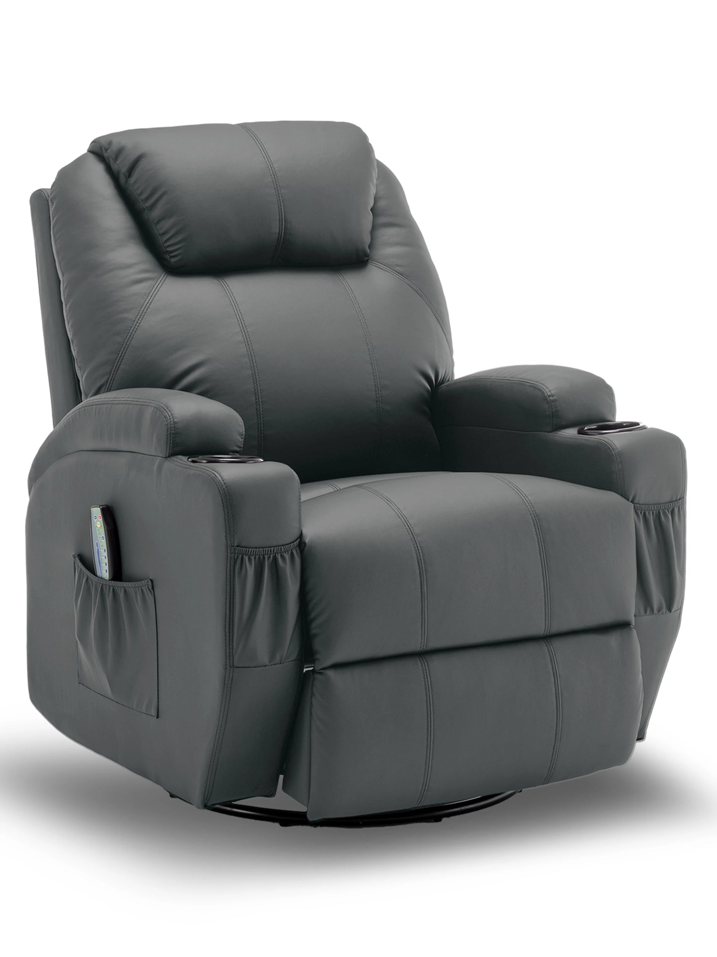 Recliner Chair with Massage and Heat, 360° Swivel Rocking Chairs for Adults, Remote Control and Cup Holder for Living Room
