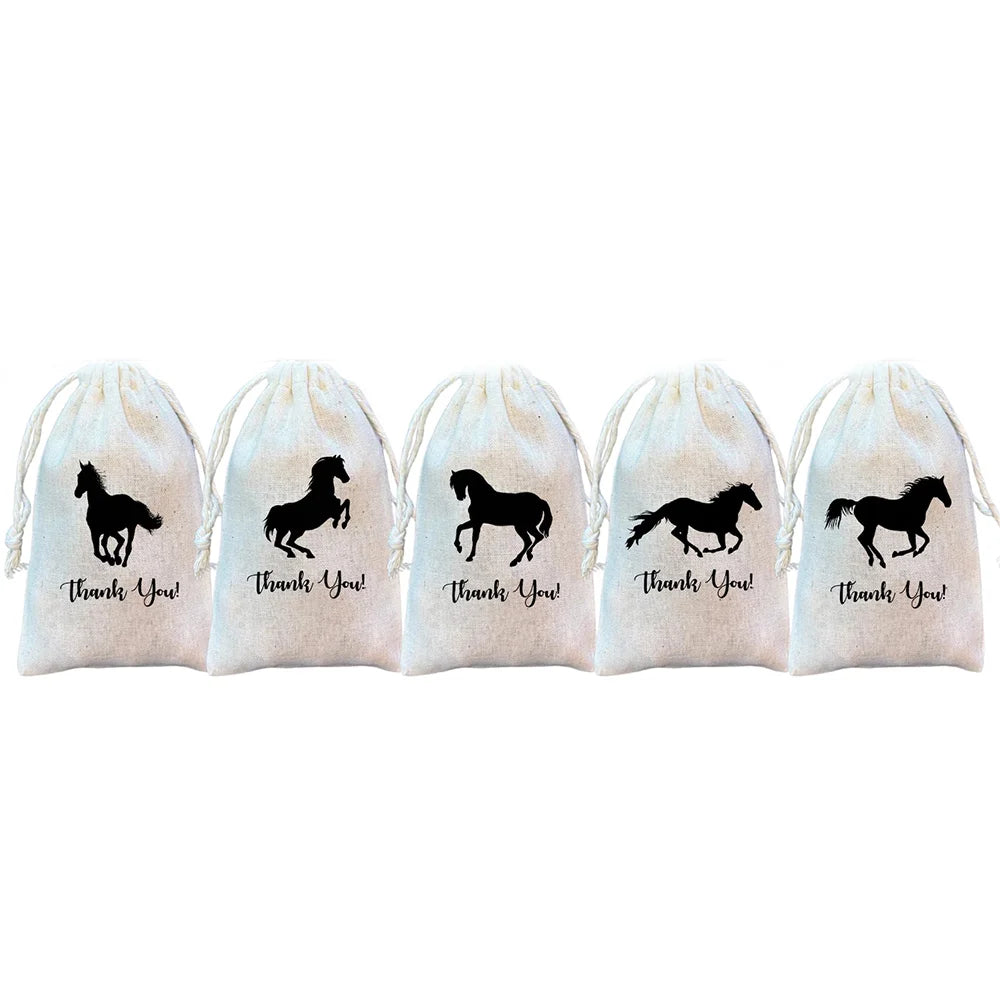 5Pcs Horse Party Favor Bags Farm or Equestrian Themed Goodie Bags Birthday Party Decoration Favor NewBorn Baby Shower Kids Gift