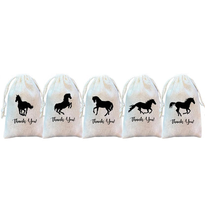 5Pcs Horse Party Favor Bags Farm or Equestrian Themed Goodie Bags Birthday Party Decoration Favor NewBorn Baby Shower Kids Gift