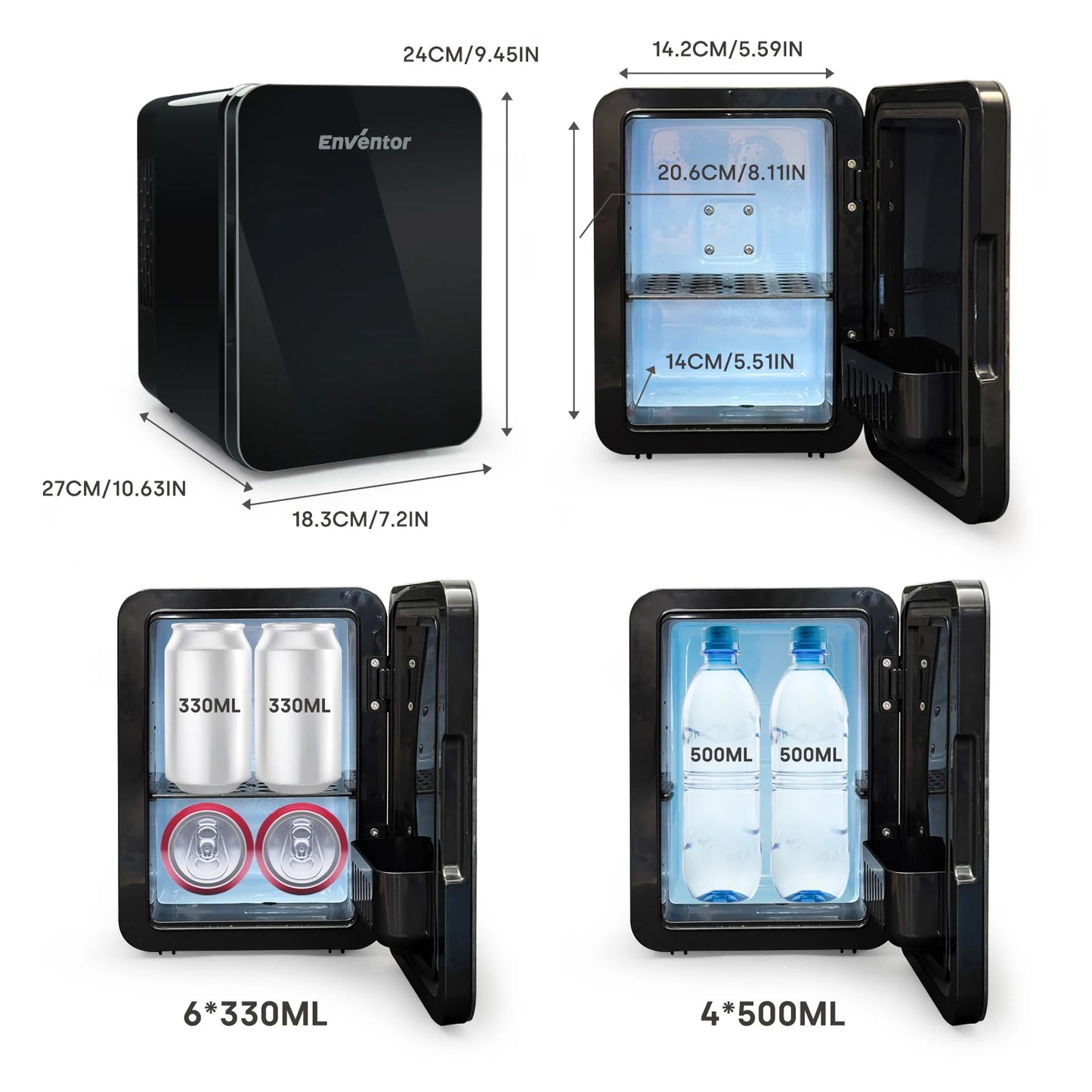 Enventor 4L Mini Refridgerator Portable Car Skincare Fridge Multi-functional Thermoelectric Cooler and Warmer For Summer Camping
