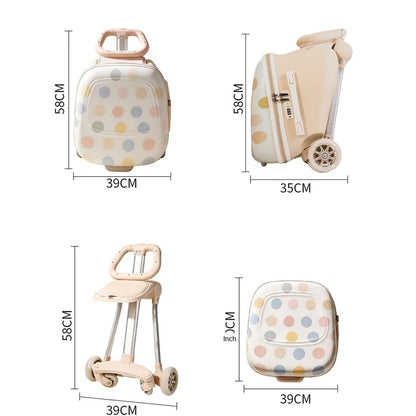Suitcase for Children can sit and ride 2 in 1 Detachable Trolley Handle 20 inch Kids carrier Suitcase with Seat and Guardrail