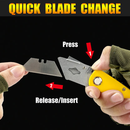 Folding Art Knife - 10 blades, box opener, office supplies, wallpaper knife, multi-functional folding knife，Utility knife