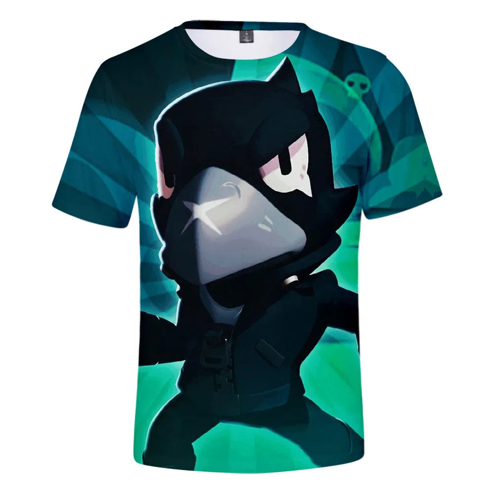 Kids' Game Character Graphic T-Shirt | Short Sleeves & Crew Neck | Casual Wear & Streetwear