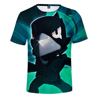 Kids' Game Character Graphic T-Shirt | Short Sleeves & Crew Neck | Casual Wear & Streetwear