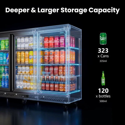 Commercial Portable Fridge 3 Door Air Cooling Frostless Display Cabinet Bar Counter Refrigerator Refrigerated Cabinet
