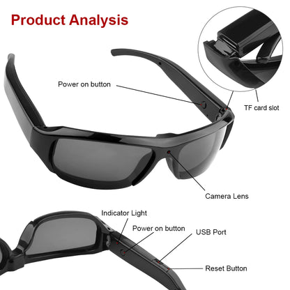 Outdoor Cycling  Glasses Camera HD 1080P Video Take Photo Video Recorder One Button Control Wearable Protable Mini Camera