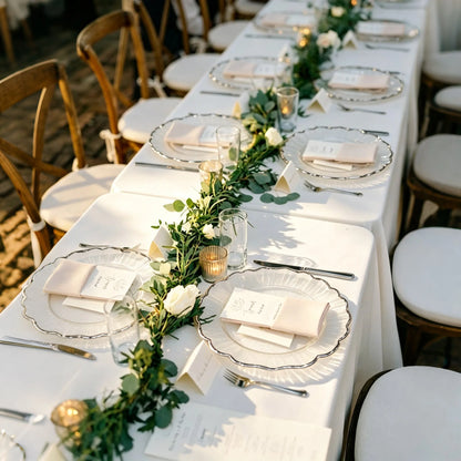 White Flower Ruffled Charger Plates Elegant Tabletop Centerpiece for Wedding Banquet Party Reception Dinner Holiday Table Decor