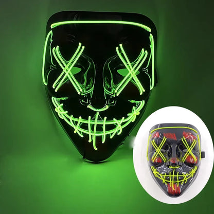 Wireless LED Purge Mask Halloween Horror Party Carnival Cosplay Costume Props Halloween Purge Masks 10 Colors LED Mask Men Women