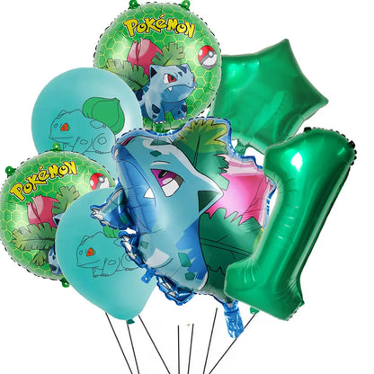 7Pcs/Set Pokemon Balloon Set Pikachu Charmander Cartoon Aluminum Foil Balloons Party Decoration Props Toy Anime Birthday Party
