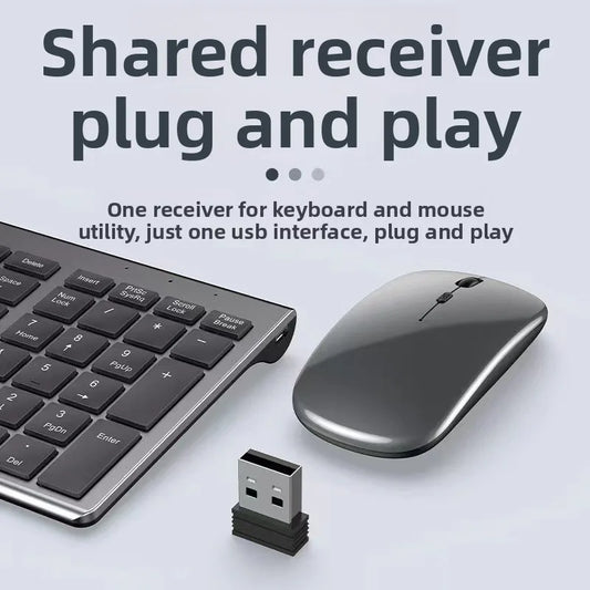 Wireless Bluetooth Dual Mode Keyboard Mouse Set Ultra-Thin Rechargeable Long Battery Life Silent
