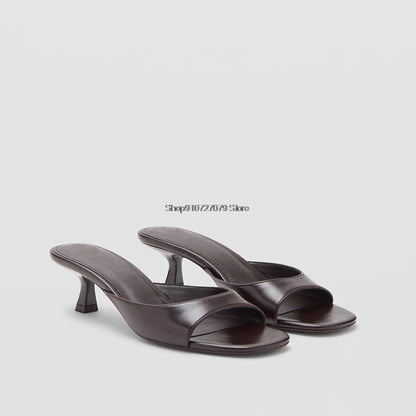 Women's High Heel Sandals 2026 Spring Summer New Painted Leather Fashionable Elegant Sandals Outdoor Wearable High Heel Slippers