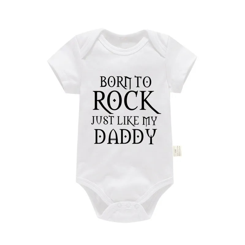 Born To Rock Newborn Baby Short Sleeve Cotton Baby Bodysuit Cute Baby Boy Clothes Jumpsuit Infant Outfit Baby Body Rock Onesie