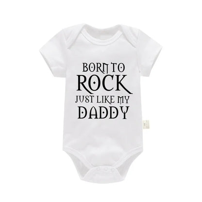 Born To Rock Newborn Baby Short Sleeve Cotton Baby Bodysuit Cute Baby Boy Clothes Jumpsuit Infant Outfit Baby Body Rock Onesie