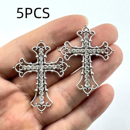 5/20PCS Alloy Accessories: Customized Full-Diamond Large Cross Rhombus Pendant DIY Handmade Keychain Bag Hanging Ornament