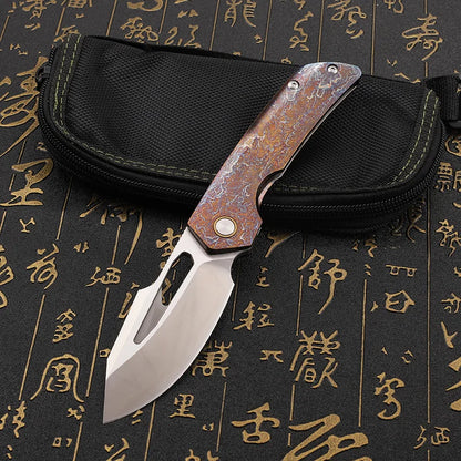Folding Knife M390 Steel Titanium Alloy Handle Outdoor Survival Camping Portable EDC Collection Tool for Play