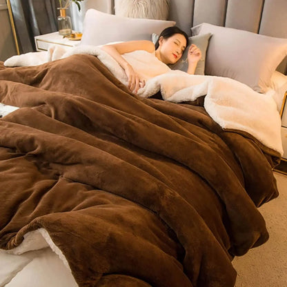 Sherpa Blanket Twin Warm Bed Blanket for Winter Cozy Soft Fuzzy Couch Throw Flannel Fleece/Wool Like Reversible Plush Blanket