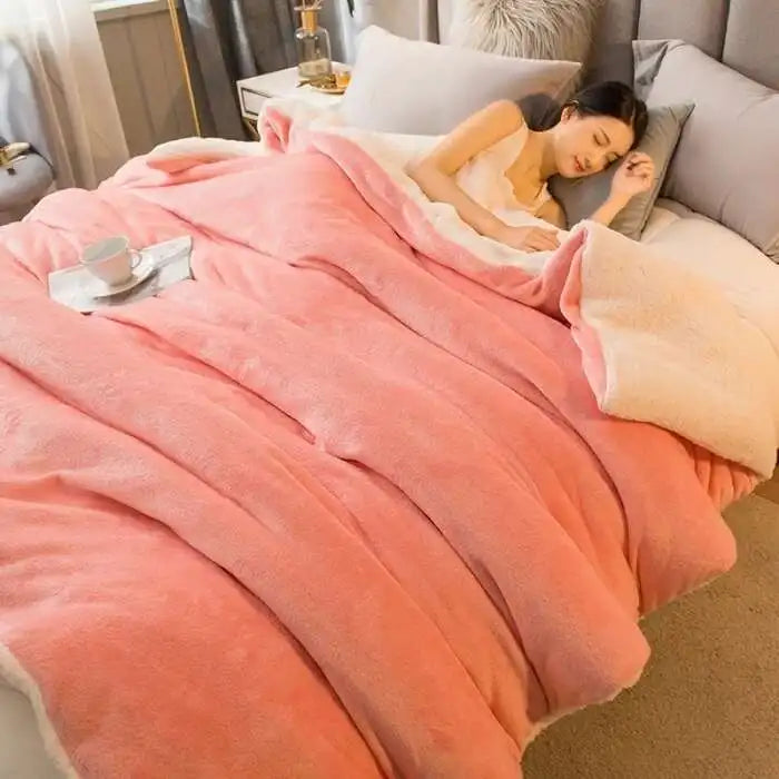 Double-Sided Wool Throw Blanket - White Dark Gray Warm Queen Duvet Cover For Winter, Ideal For Camping & Bedspreads