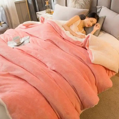 Double-Sided Wool Throw Blanket - White Dark Gray Warm Queen Duvet Cover For Winter, Ideal For Camping & Bedspreads