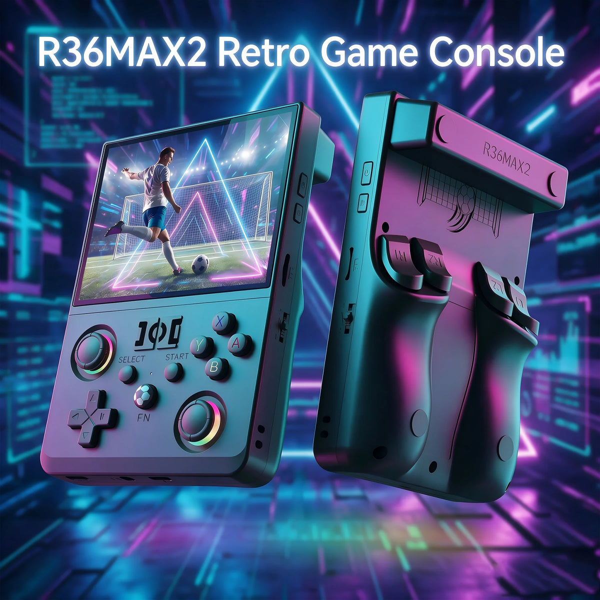 New R63 Max2 Retro Handheld Game Console Linux System 4.5 Inch IPS Screen 64G/128G Portable Pocket Player Built-in 18000+ Games