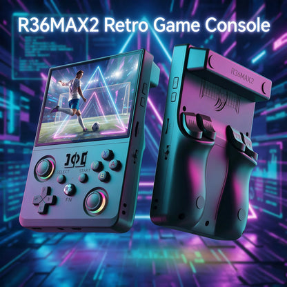 New R63 Max2 Retro Handheld Game Console Linux System 4.5 Inch IPS Screen 64G/128G Portable Pocket Player Built-in 18000+ Games