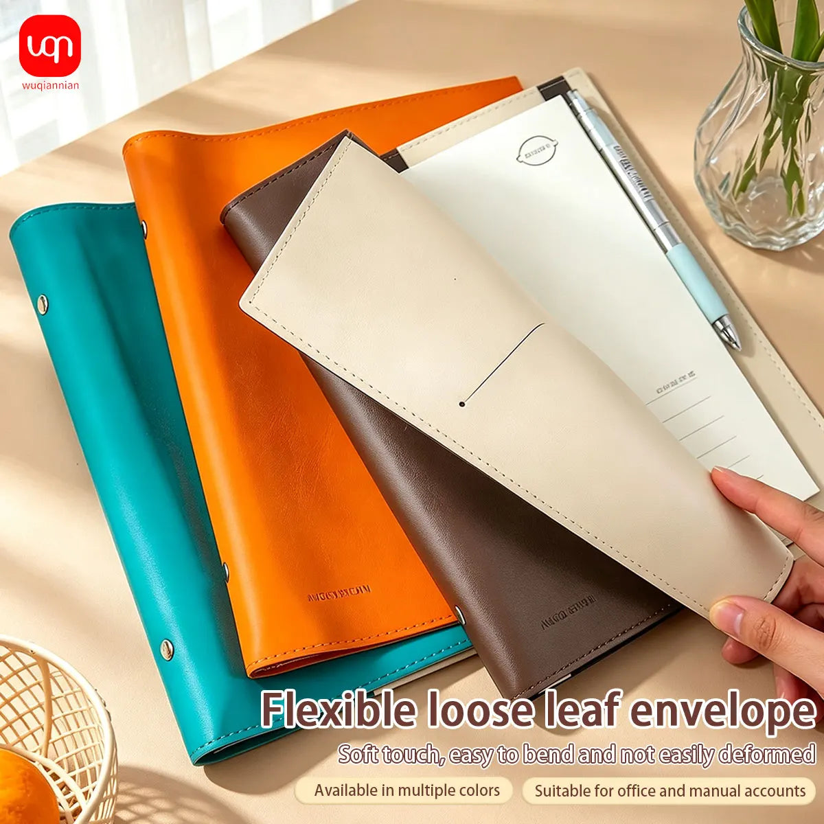 PU Leather Loose-Leaf Notebook A5 Size Waterproof Soft Leather Cover Diary Removable Pages Notebook for Office  School Supplies