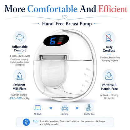 Wearable Breast Pump Hands Free Electric Wearable Breast Pumps Slient BPA-free Breastfeeding Milk Collector Wearable Breast Pump