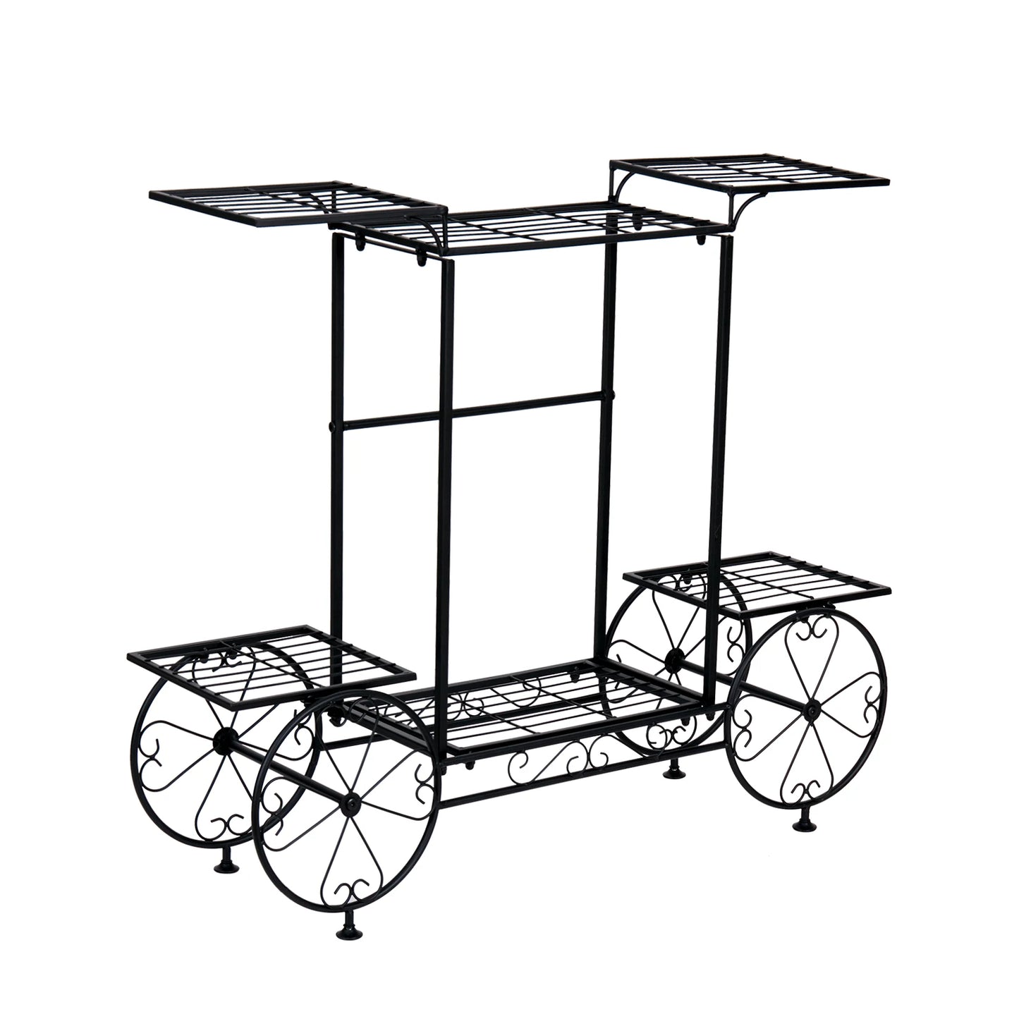 Garden Cart Stand Flower Pot Holder Display Rack Home Plant Stand - Multi-Functional Garden Storage Organizer