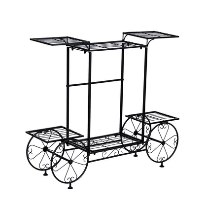 Garden Cart Stand Flower Pot Holder Display Rack Home Plant Stand - Multi-Functional Garden Storage Organizer