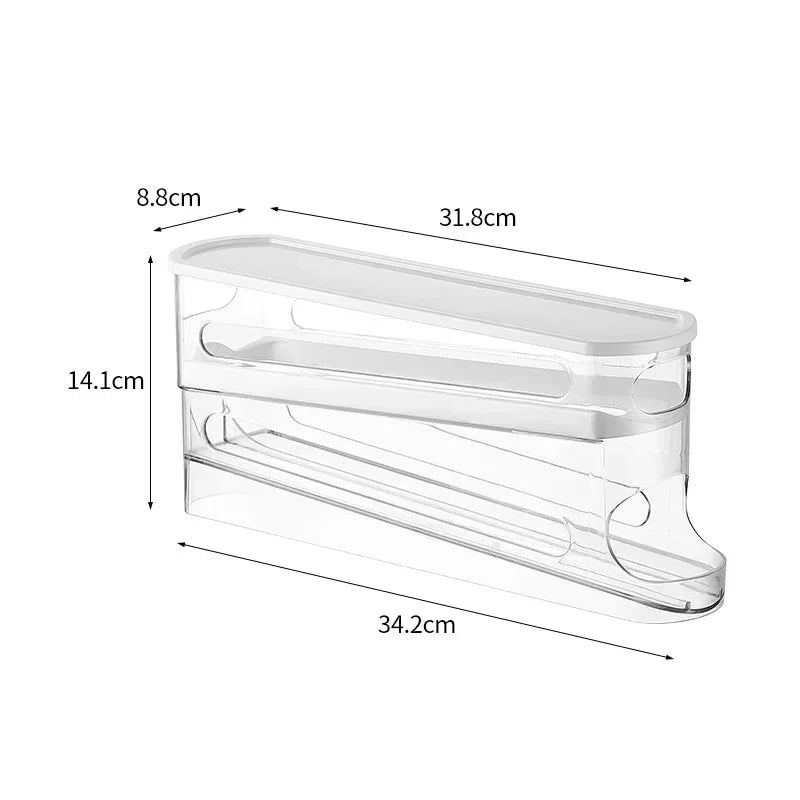 Bilayer Fridge Egg Storage Box Automatic Rolling Eggs Holder Rack Ladder Style Refrigerator Eggs Dispenser Egg Organizer Holder