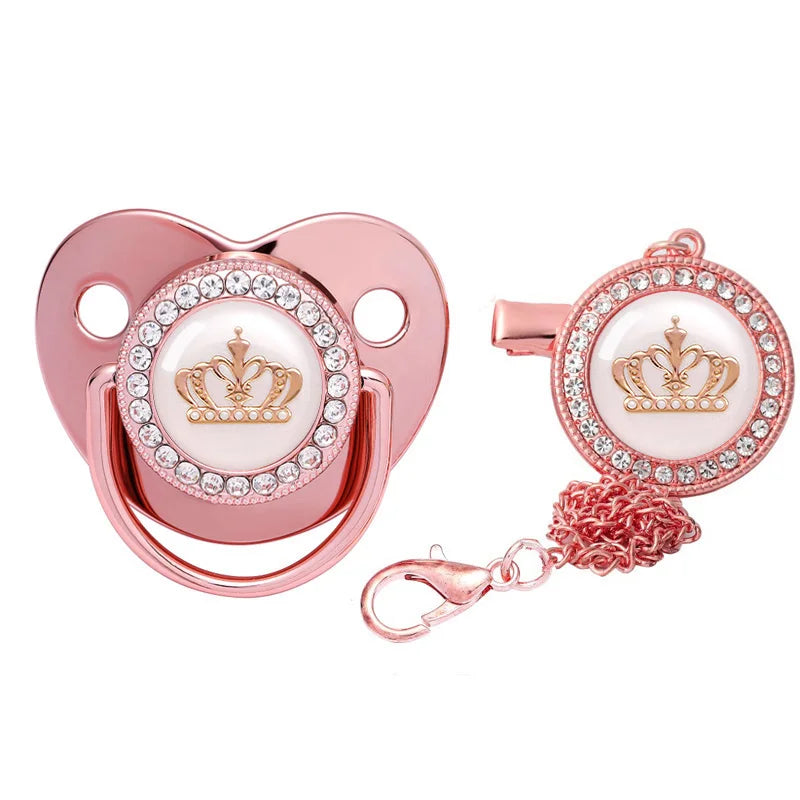 Baby Shower Gifts Baby Pacifier Rhinestone Pacifier Clips Princess Bling BPA Free Silicone Infant Nipple Newborn Baby Soother