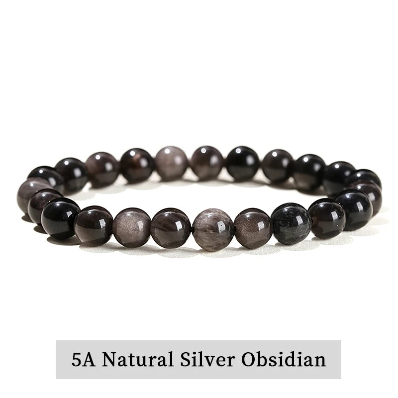 JD Natural Stone Beads Bracelet Amethyst Tiger Eye Crystal Quartz Agate Gem Beads Bangles Women Men Reiki Healling Jewelry Gift