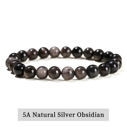 JD Natural Stone Beads Bracelet Amethyst Tiger Eye Crystal Quartz Agate Gem Beads Bangles Women Men Reiki Healling Jewelry Gift