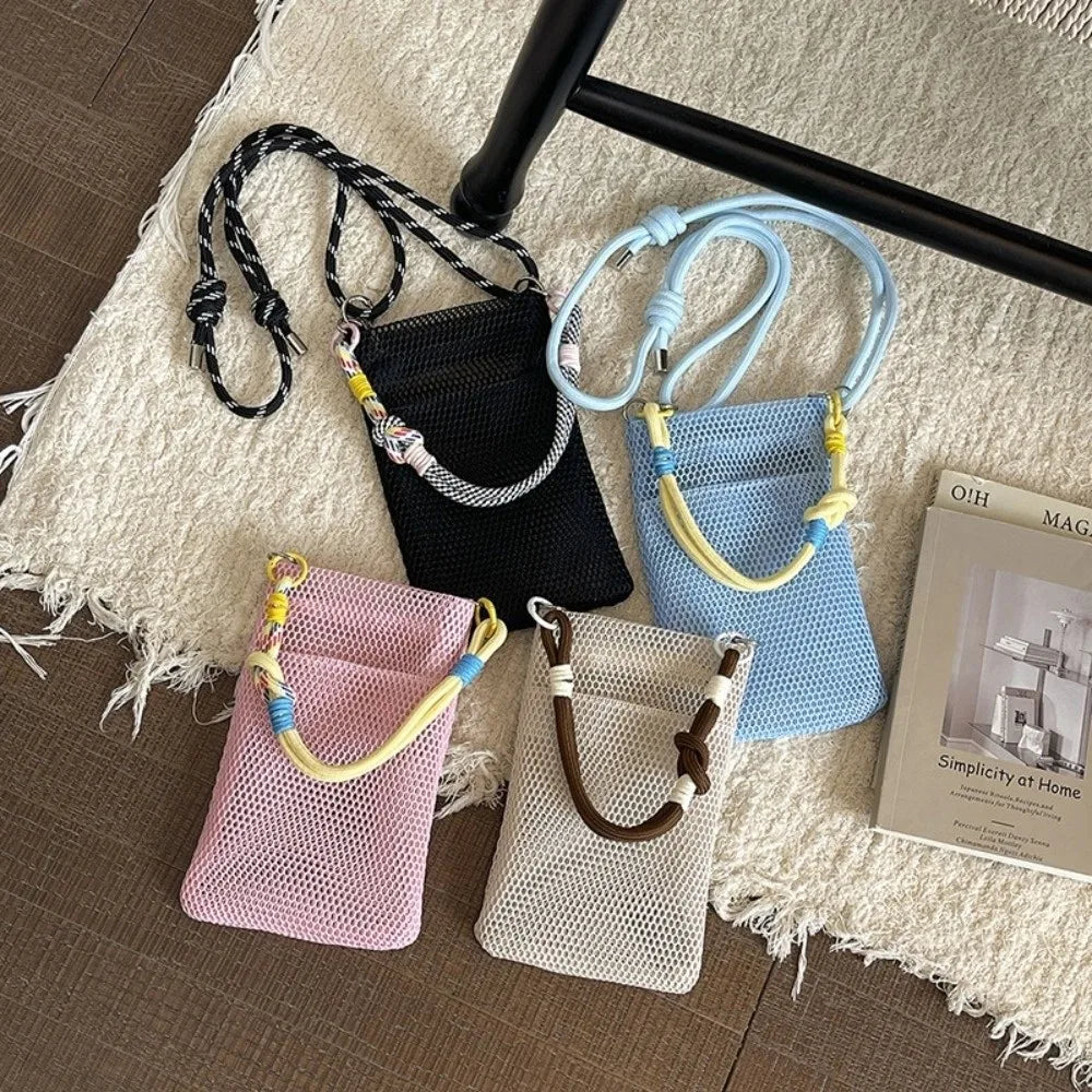 Casual Large Capacity Mesh Shoulder Bags Lightweight Mesh Crossbody Bags Mobile Phone Bag