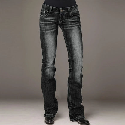 Jeans For Womens Stretch Mid Waisted Denim Pants Button Straight Leg Jeans Skinny Fit Denim Trousers Casual Ladies Streetwear