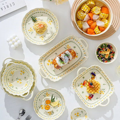 Dishes and Dishes Set Ceramic Bowls and Plates Binaural Bowls Ceramic Tableware Set Dinner Set Pratos De Jantar Teller Prato