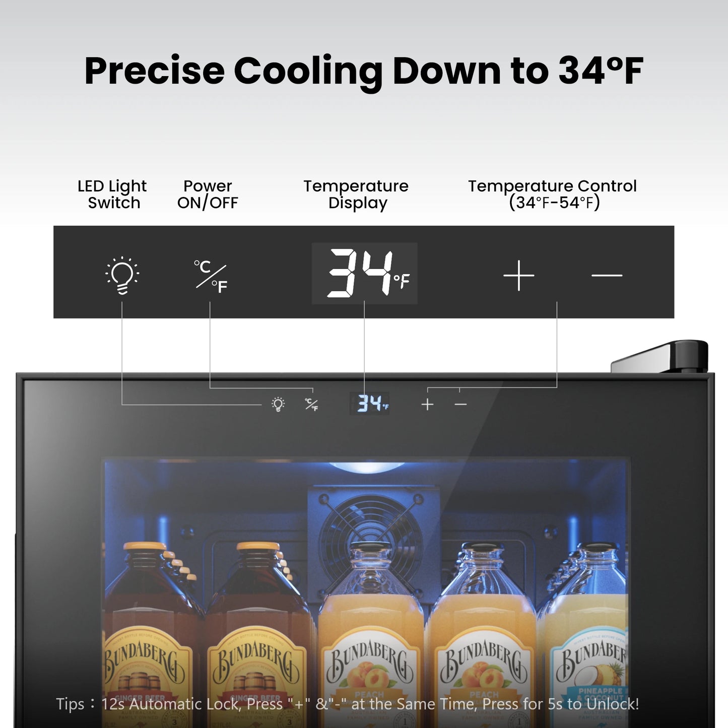 60 Cans Beverage Refrigerator 46L Mini Drink Cooler 1‑12℃ Electronic Temperature Control Glass Door Right Open For Home Bar Commercial Use